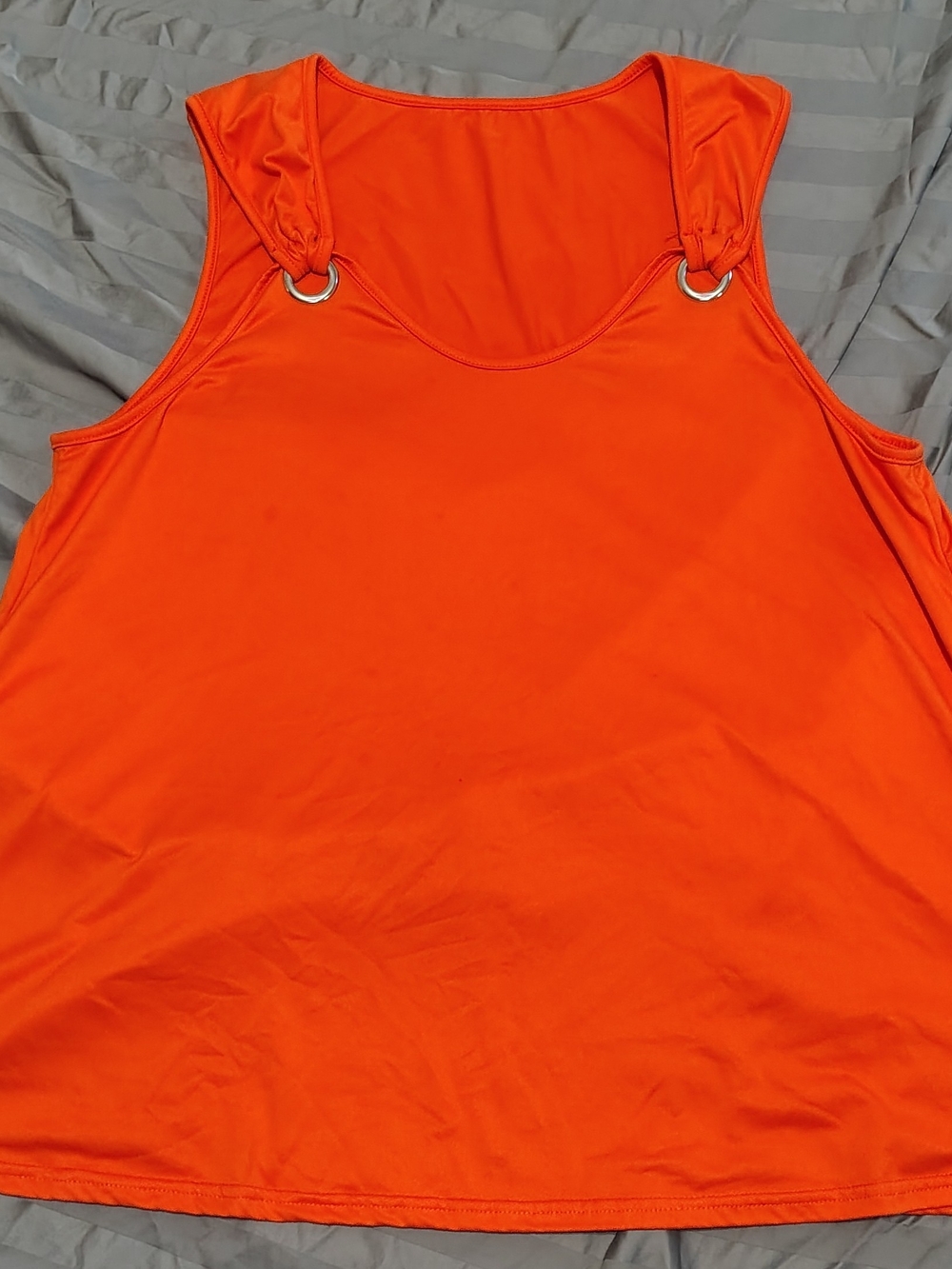 SHEIN Bright Orange Tank Top with Silver Ring Shoulder Detail 3x Y2K Retro